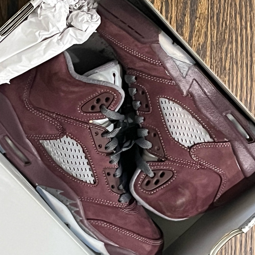 Jordan Maroon and Gray Sneakers